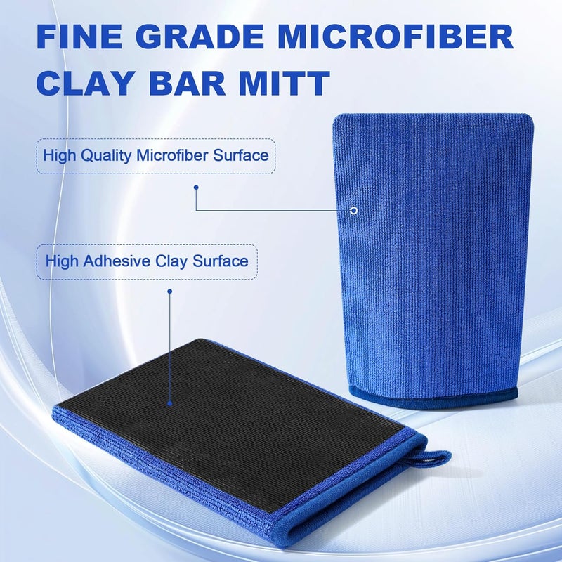 TOLDATLI Clay Mitt Auto Detailing 2 Pack, Fine Grade Microfiber Car Clay Bar Mitt, DIY Detail Tool & Kit Car Detailing Alternative (Blue) - Image 3